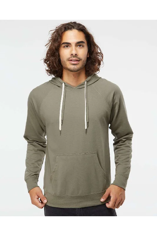 Men's ultra-comfortable gym hoodie-Independent Trading Co. Mens Icon Loopback Terry Hooded Sweatshirt Hoodie w/ Pouch Pocket - Olive Green