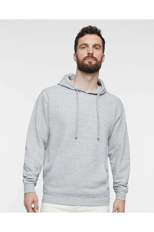 Men's non-iron fleece hoodie-LAT Mens Elevated Fleece Basic Hooded Sweatshirt Hoodie w/ Pouch Pocket - Heather Grey