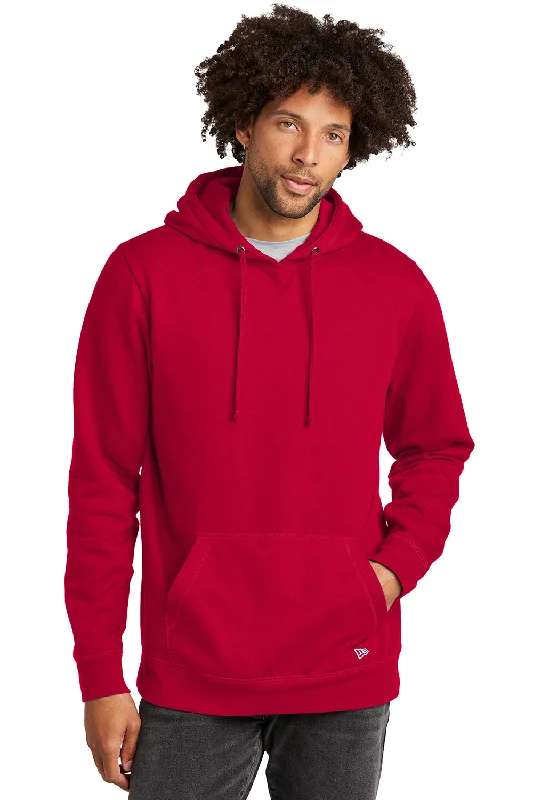 Men's antibacterial gym hoodie-New Era Mens Comeback Fleece Hooded Sweatshirt Hoodie w/ Pouch Pocket - Scarlet Red