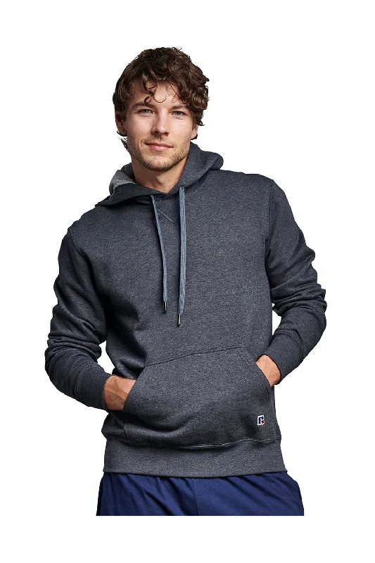 Men's eco-friendly travel hoodie-Russell Athletic Mens Classic Hooded Sweatshirt Hoodie w/ Pouch Pocket - Heather Charcoal Grey - Closeout