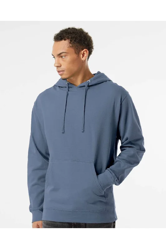 Men's high-stretch travel hoodie-Independent Trading Co. Mens Hooded Sweatshirt Hoodie w/ Pouch Pocket - Storm Blue