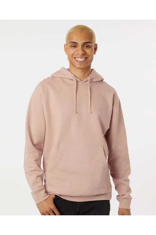 Men's wrinkle-free travel hoodie-Independent Trading Co. Mens Hooded Sweatshirt Hoodie w/ Pouch Pocket - Dusty Pink