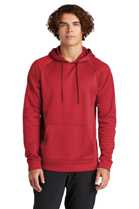 Men's durable outdoor hoodie-Sport-Tek Mens Re-Compete Fleece Anti Static Hooded Sweatshirt Hoodie w/ Pouch Pocket - True Red