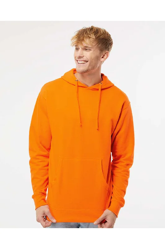 Men's organic running hoodie-Independent Trading Co. Mens Hooded Sweatshirt Hoodie w/ Pouch Pocket - Safety Orange