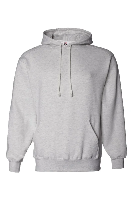 Men's organic sports hoodie-Badger Mens Hooded Sweatshirt Hoodie w/ Pouch Pocket - Oxford Grey