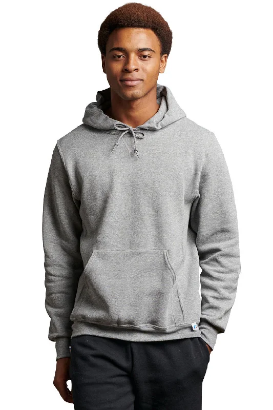 Men's performance running hoodie-Russell Athletic Mens Dri-Power Moisture Wicking Hooded Sweatshirt Hoodie w/ Pouch Pocket - Oxford Grey