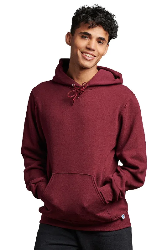 Men's relaxed fit gym hoodie-Russell Athletic Mens Dri-Power Moisture Wicking Hooded Sweatshirt Hoodie w/ Pouch Pocket - Maroon