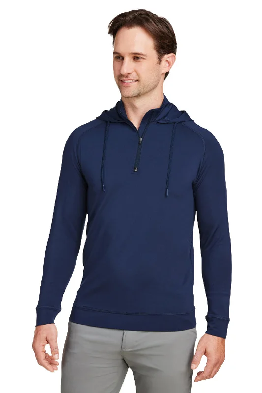 Men's versatile running hoodie-Swannies Golf Mens Vandyke 1/4 Zip Hooded  Sweatshirt Hoodie - Navy Blue