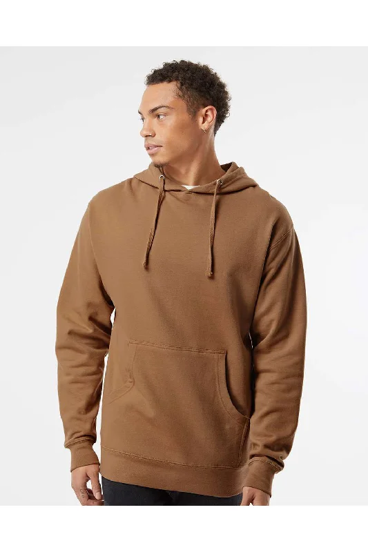 Men's performance travel hoodie-Independent Trading Co. Mens Hooded Sweatshirt Hoodie w/ Pouch Pocket - Saddle Brown