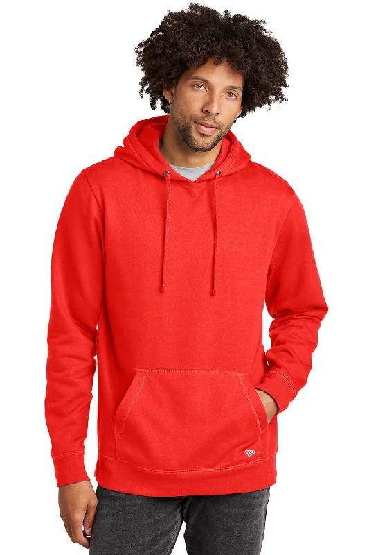 Men's fashion-forward gym hoodie-New Era Mens Comeback Fleece Hooded Sweatshirt Hoodie w/ Pouch Pocket - Deep Orange