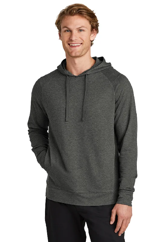 Men's adventure-ready hiking hoodie-Sport-Tek Mens Flex Fleece Moisture Wicking Hooded Sweatshirt Hoodie w/ Pockets - Heather Dark Grey