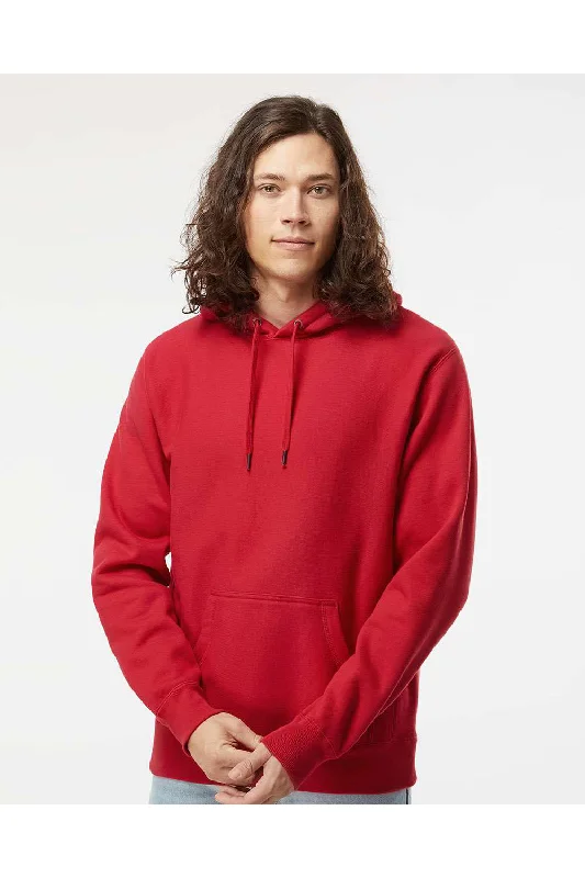 Men's eco-friendly travel hoodie-Independent Trading Co. Mens Legend Hooded Sweatshirt Hoodie w/ Pouch Pocket - Red