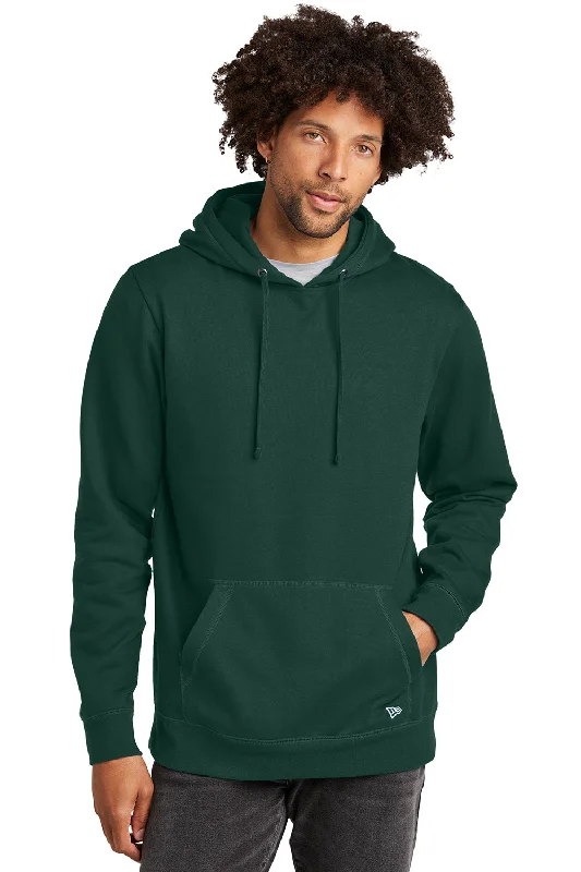 Men's gym-ready travel hoodie-New Era Mens Comeback Fleece Hooded Sweatshirt Hoodie w/ Pouch Pocket - Dark Green