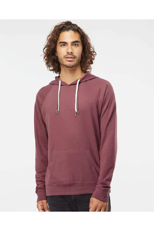 Men's tech-inspired workout hoodie-Independent Trading Co. Mens Icon Loopback Terry Hooded Sweatshirt Hoodie w/ Pouch Pocket - Port