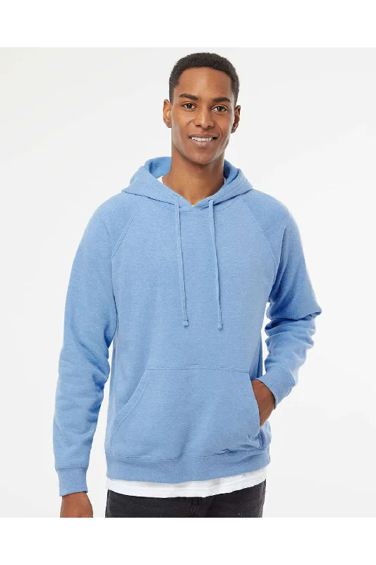 Men's sporty outdoor hoodie-Independent Trading Co. Mens Special Blend Raglan Hooded Sweatshirt Hoodie w/ Pouch Pocket - Pacific Blue