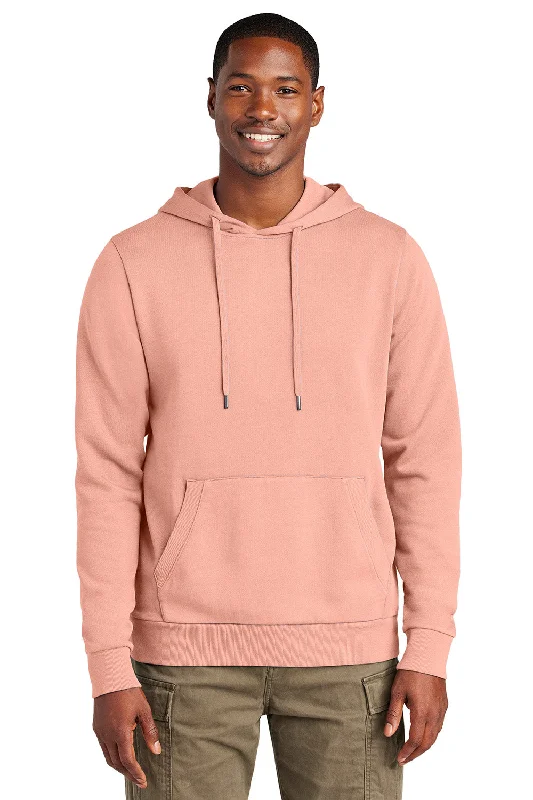 Men's fashion-forward gym hoodie-District Mens District Wash Fleece Hooded Sweatshirt Hoodie w/ Pouch Pocket - Cactus Rose Pink - New