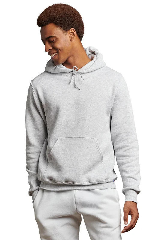 Men's versatile hiking hoodie-Russell Athletic Mens Dri-Power Moisture Wicking Hooded Sweatshirt Hoodie w/ Pouch Pocket - Ash Grey