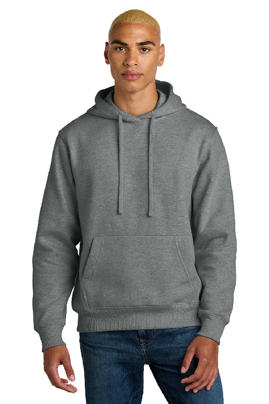 Men's naturally breathable hoodie-District Mens V.I.T. Heavyweight Fleece Hooded Sweatshirt Hoodie w/ Pouch Pocket - Grey Frost