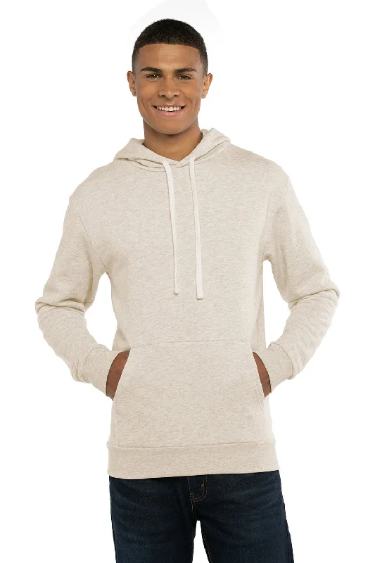 Men's performance travel hoodie-Next Level Mens Malibu Hooded Sweatshirt Hoodie w/ Pouch Pocket - Oatmeal