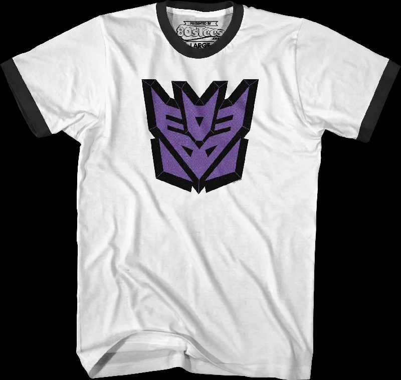 Men's soft-touch t-shirt-Decepticons Classic Logo Transformers Ringer Shirt