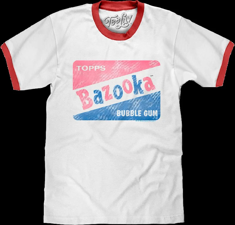 Men's versatile t-shirt-Classic Logo Bazooka Bubble Gum Ringer Shirt