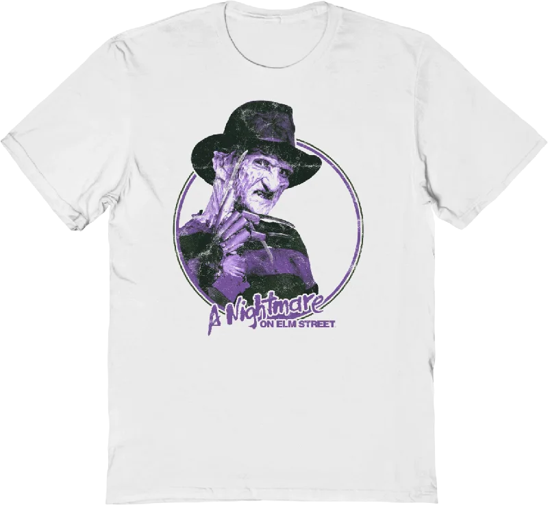 Men's tech-fabric t-shirt-Freddy Krueger Retro Circle Nightmare On Elm Street T-Shirt