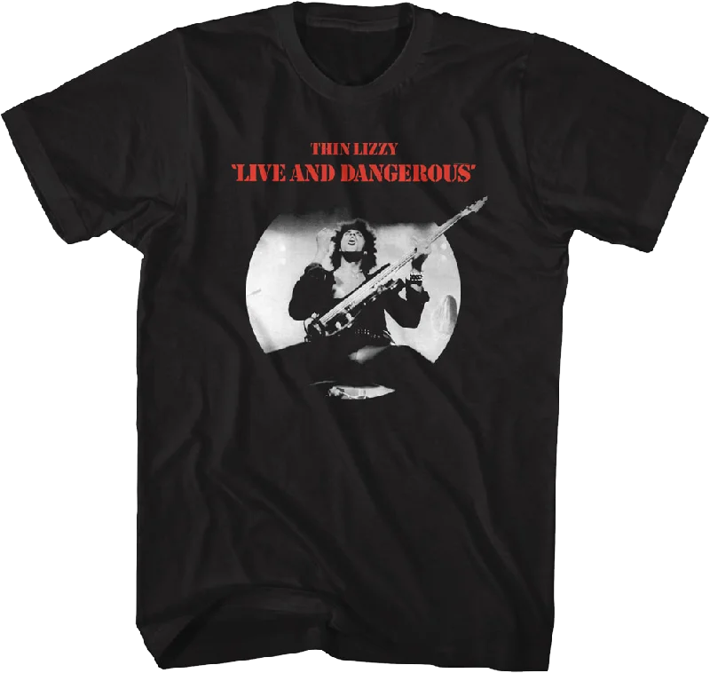 Men's fun print t-shirt-Live And Dangerous Thin Lizzy T-Shirt