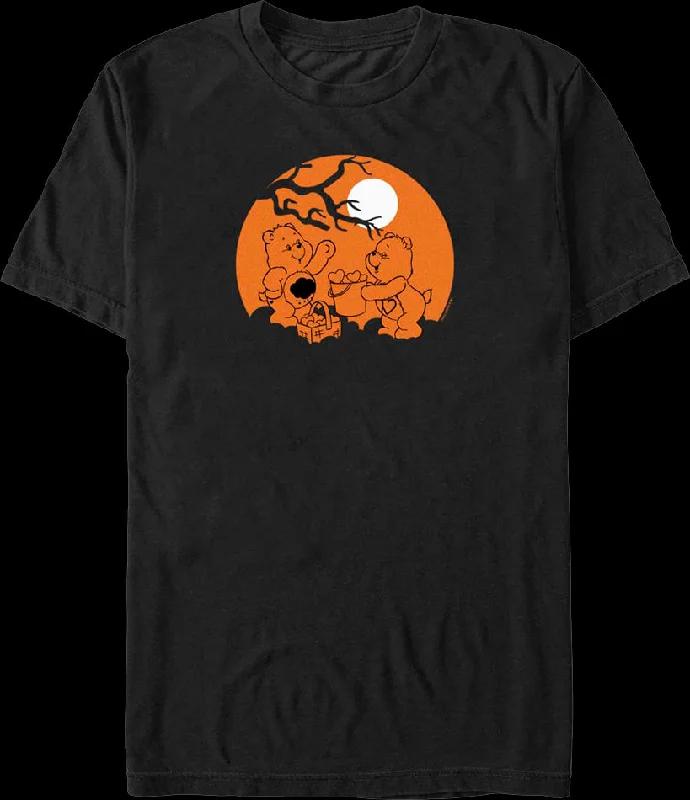 Men's nature-inspired graphic t-shirt-Halloween Moon Care Bears T-Shirt