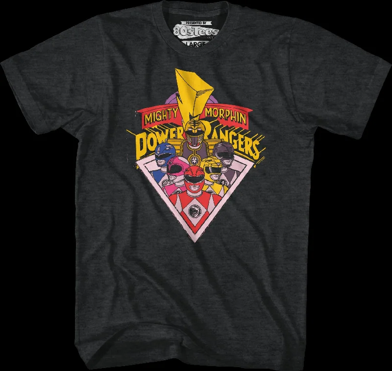 Men's pre-shrunk t-shirt-Rangers And Logo Mighty Morphin Power Rangers T-Shirt