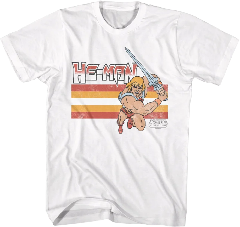 Men's minimalist design t-shirt-He-Man Retro Stripes Masters of the Universe T-Shirt