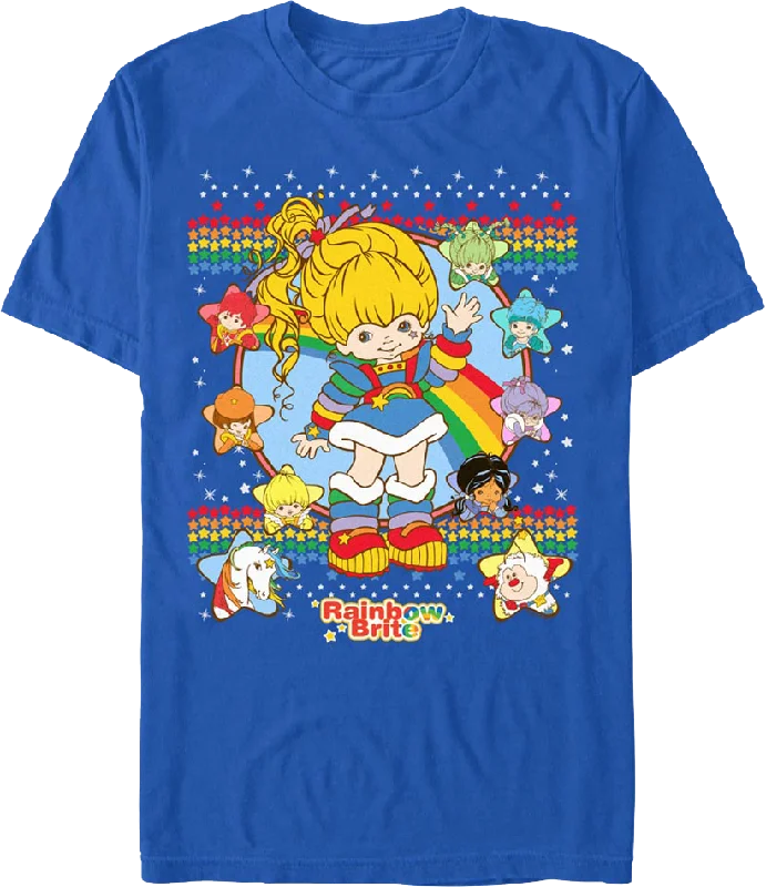 Men's fashion staple t-shirt-Faux Ugly Sweater Rainbow Brite T-Shirt