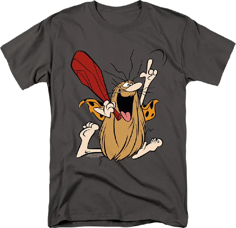 Men's minimalist design t-shirt-Superhero Pose Captain Caveman T-Shirt