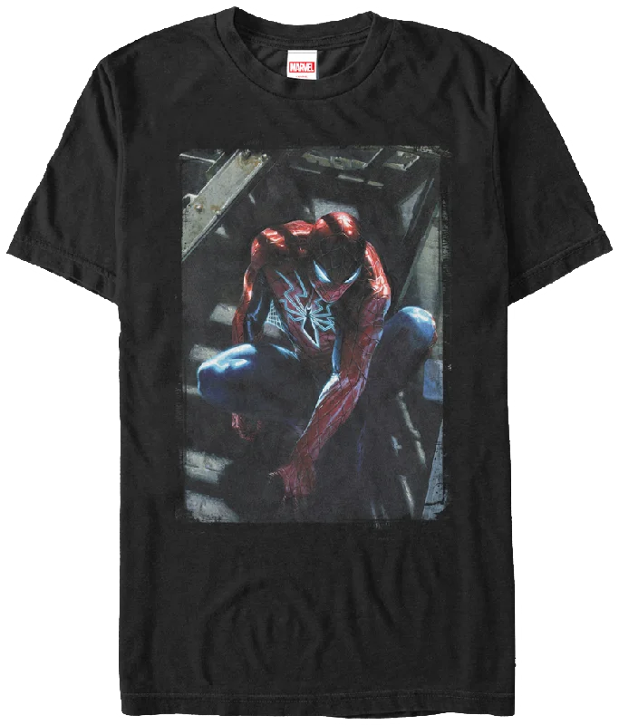 Men's comfy lounge t-shirt-In the Shadows Spider-Man T-Shirt