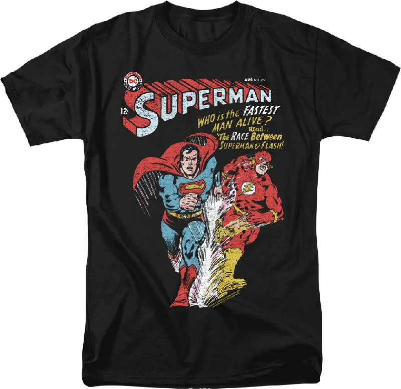 Men's sustainable material t-shirt-The Race Between Superman & Flash DC Comics T-Shirt