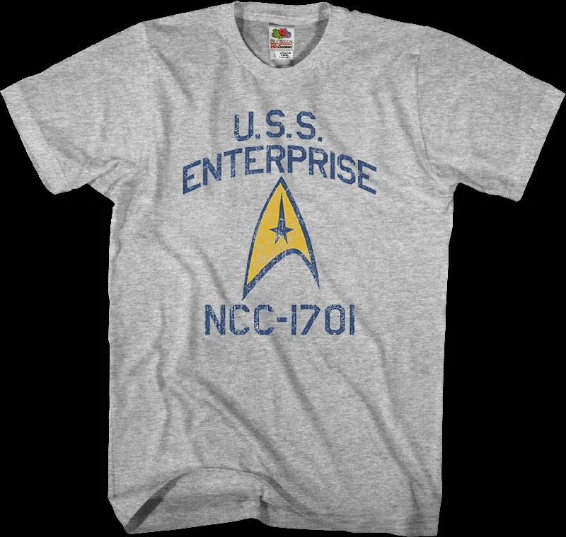 Men's sustainable material t-shirt-Distressed USS Enterprise Star Trek T-Shirt