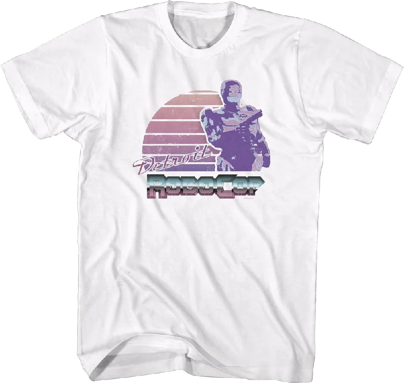 Men's fun print t-shirt-Retro Sunset Robocop T-Shirt