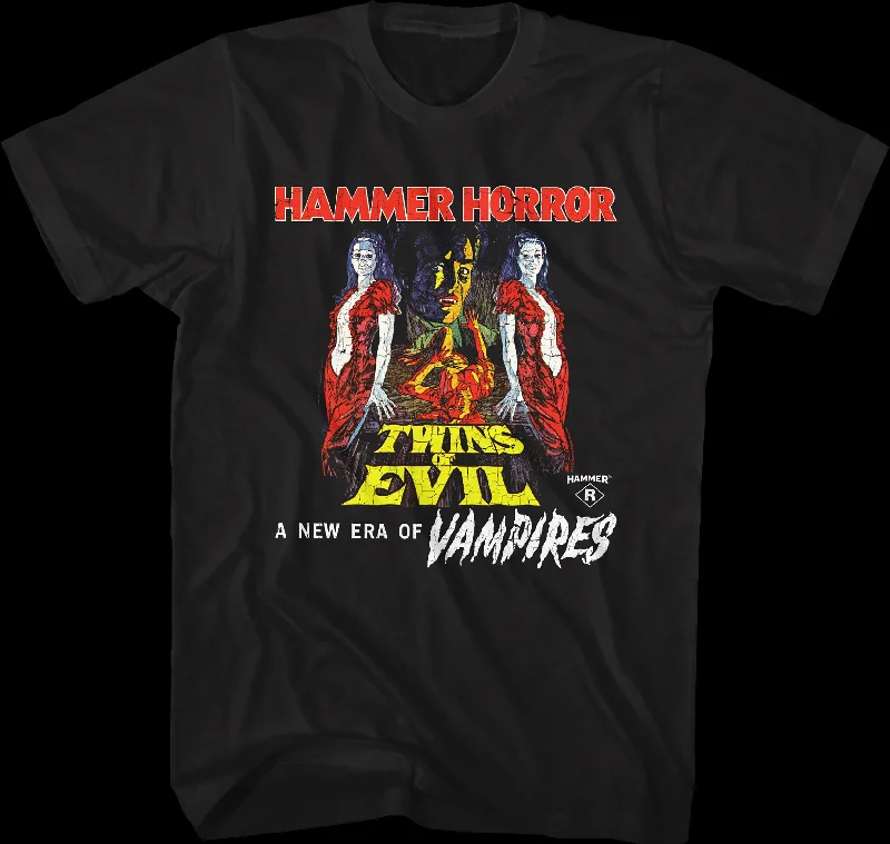 Men's comfy lounge t-shirt-Twins Of Evil Hammer Films T-Shirt