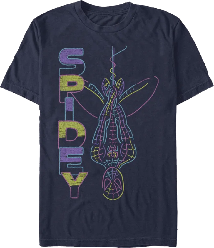 Men's sport-inspired t-shirt-Neon Spider-Man Marvel Comics T-Shirt