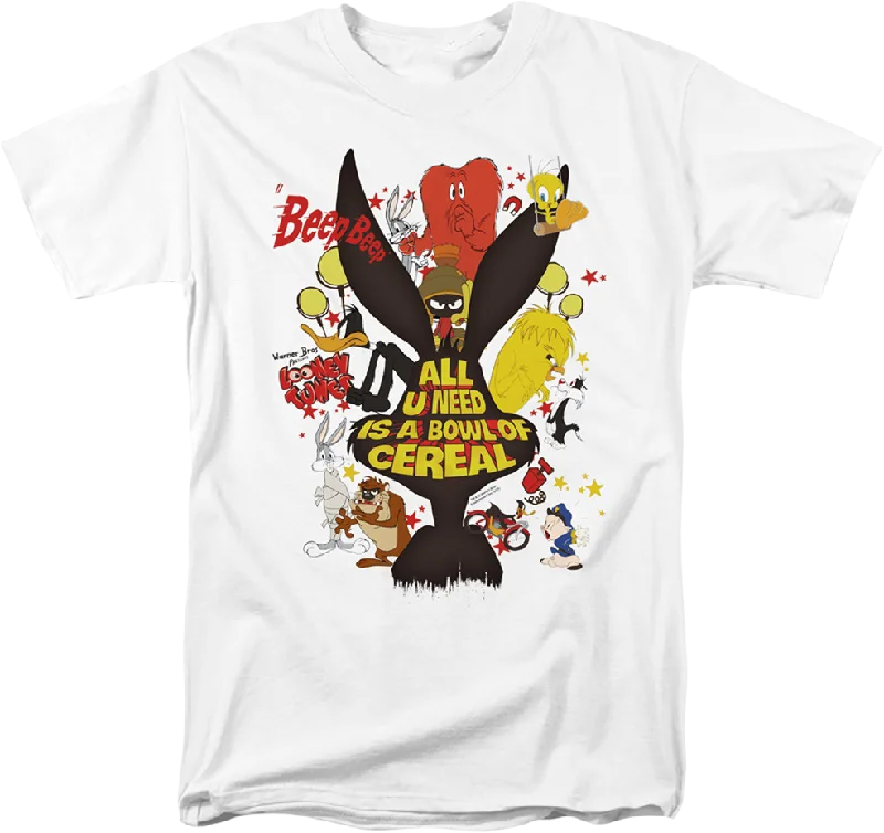 Men's tech-fabric t-shirt-All U Need Is A Bowl Of Cereal Looney Tunes T-Shirt