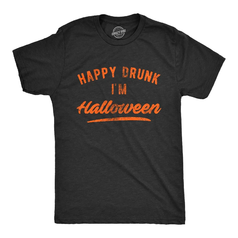 Men's fun print t-shirt-Happy Drunk I'm Halloween Men's T Shirt