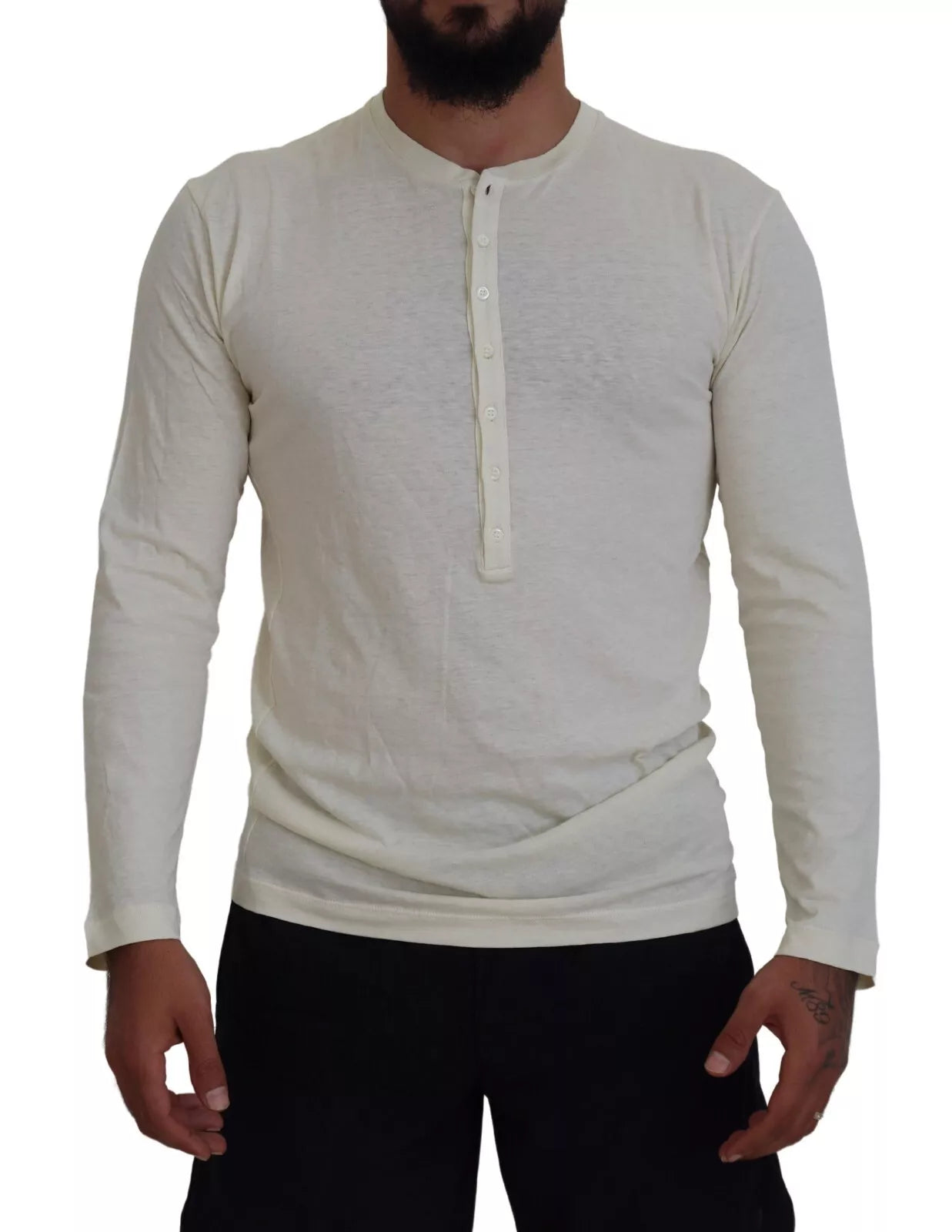 Men's zip cardigan-Dsquared² Cotton Linen Long Sleeves Pullover Men's Sweater (Pre-Owned)