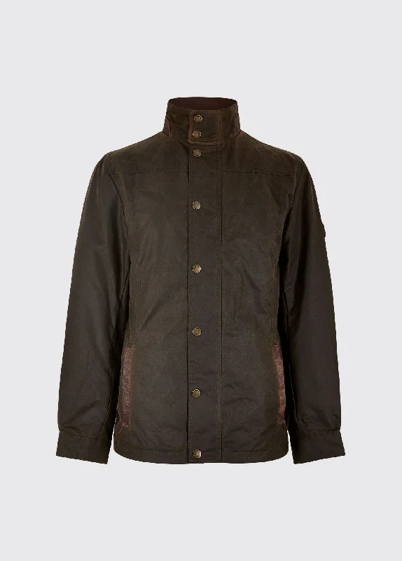 Men's tech-fabric fleece jacket-Carrickfergus Waxed Jacket - Olive