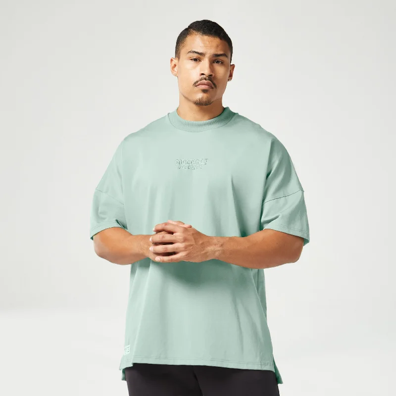 Men's casual wear t-shirt-Golden Era Authentic Oversized Tee - Aqua Foam