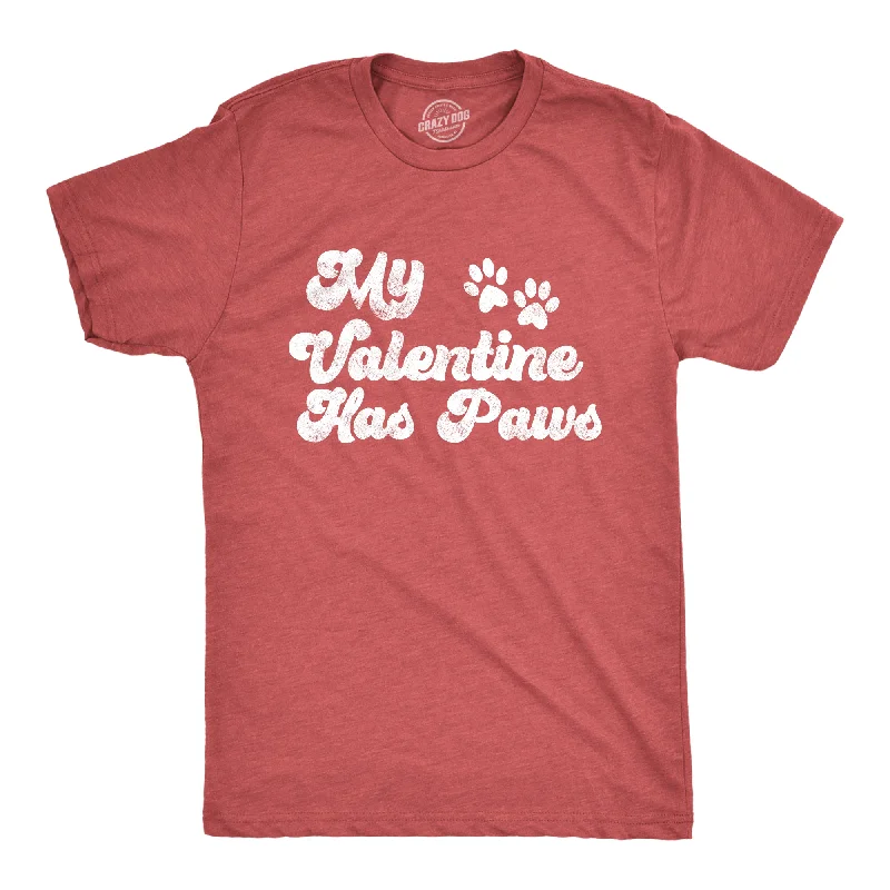 Men's nature-inspired graphic t-shirt-My Favorite Valentine Has Paws Men's T Shirt