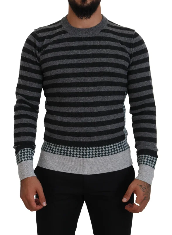 Men's vintage knit-Dolce & Gabbana Elegant Striped Wool Crewneck Men's Sweater