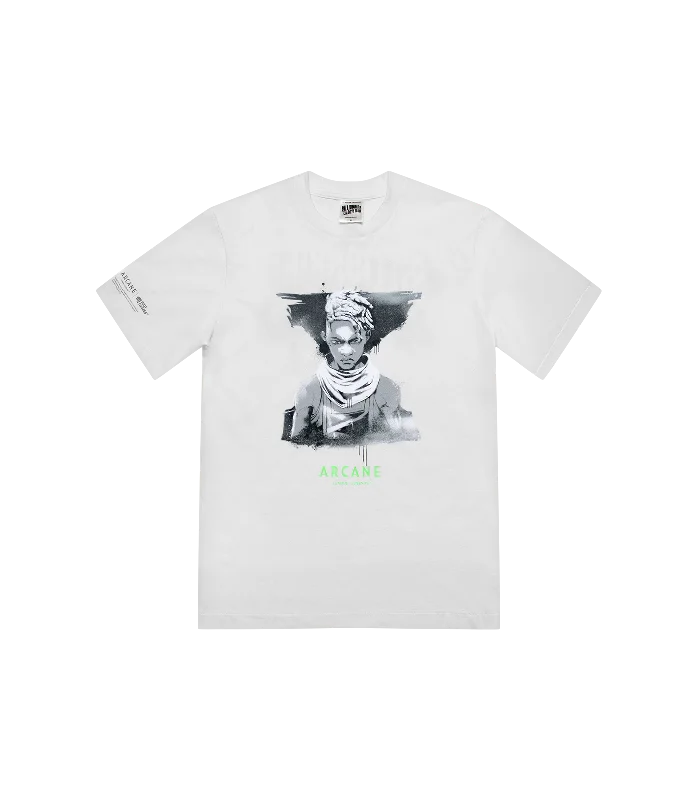 Men's vintage graphic t-shirt-BBC X ARCANE EKKO TEE - WHITE