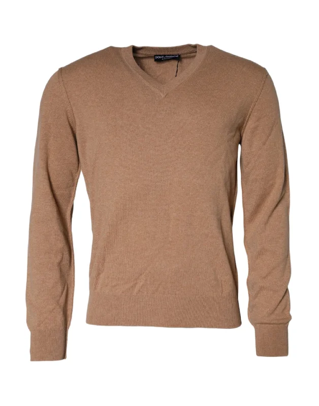 Men's hooded sweater-Dolce & Gabbana Cashmere Knit V-neck Pullover Men's Sweater