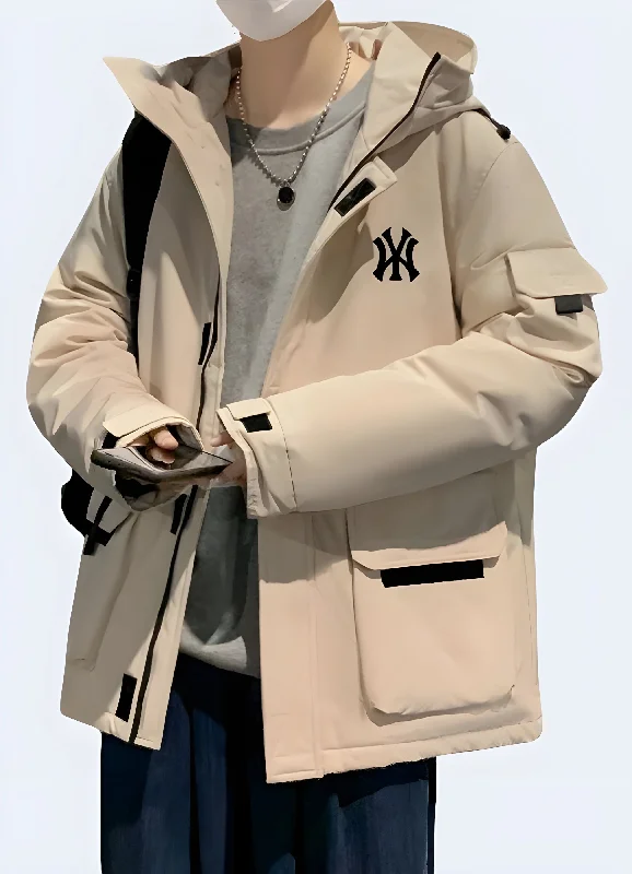 Men's gym-ready trench coat-White Streetwear Jacket