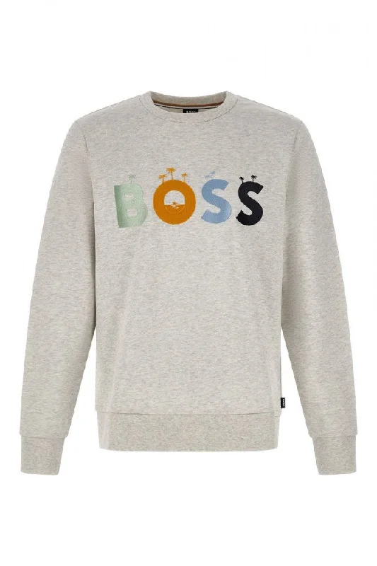 Men's basic sweatshirt-Hugo Boss  Cotton Logo Details Men's Sweatshirt