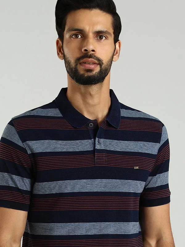 Men's antibacterial office wear polo shirt-Men Striped Polo T-Shirt